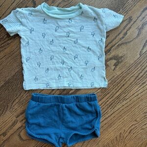 Baby Boy Lightning Bolt T-Shirt and Blue Shorts Set